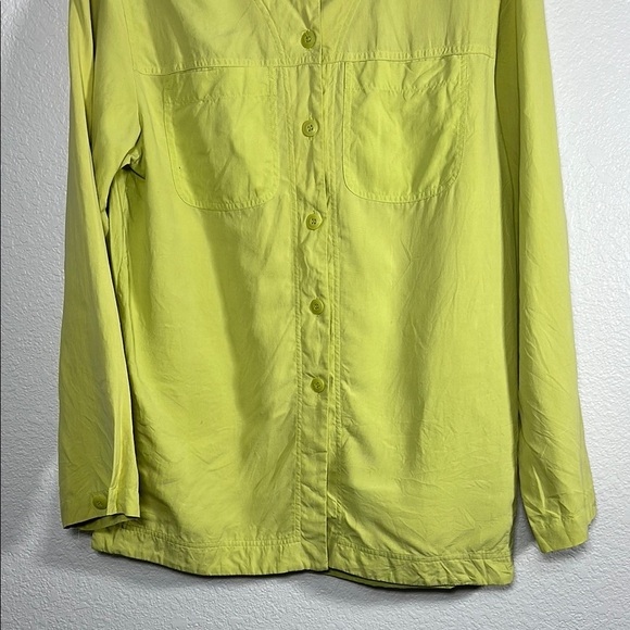 Rafaella Silk Yellow Button-Up Shirt Medium - Picture 6 of 7